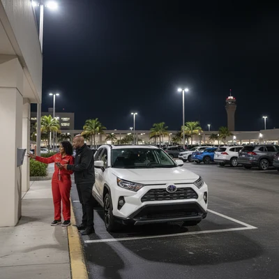 How do after-hours car rental returns work at Miami International Airport (MIA)?
