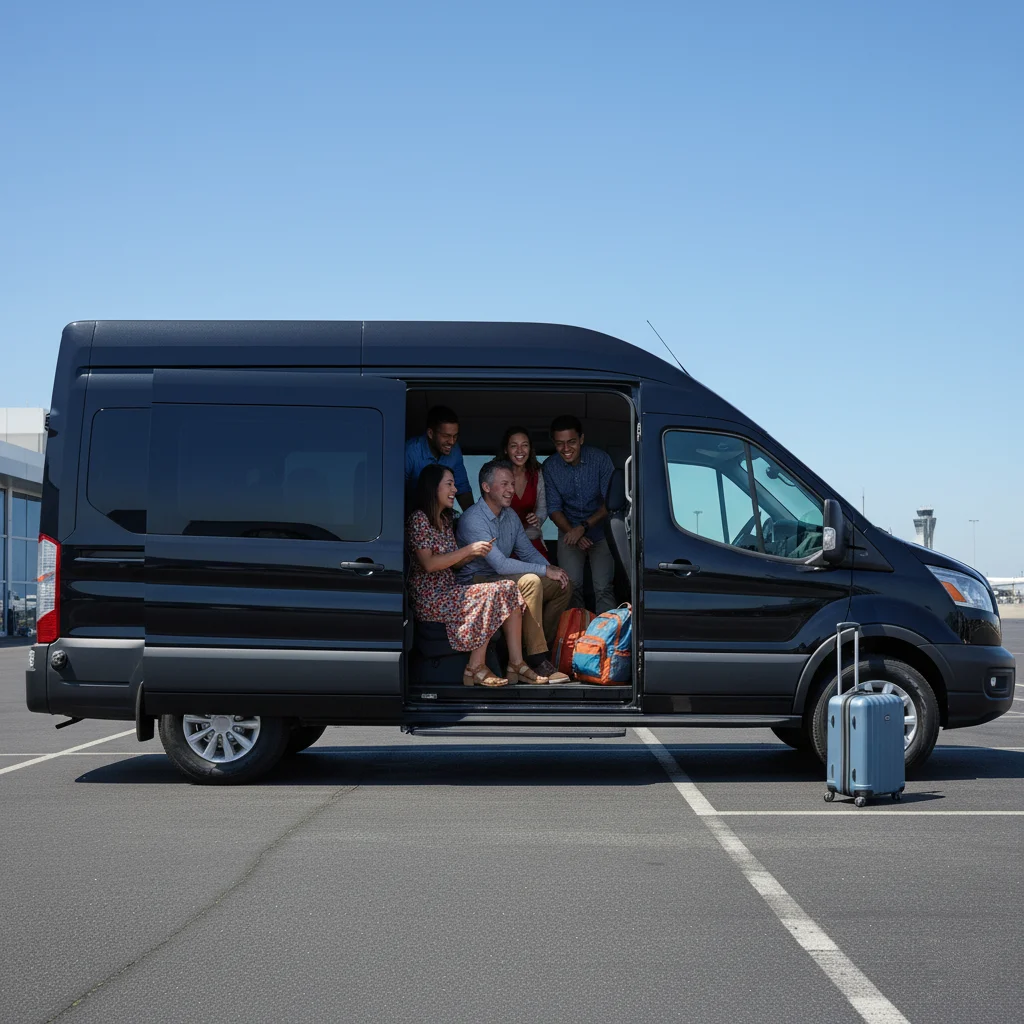 Where can I rent a 10‑ or 12‑passenger van at SFO?