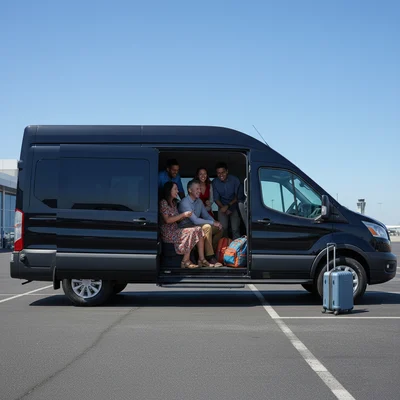 Where can I rent a 10‑ or 12‑passenger van at SFO?