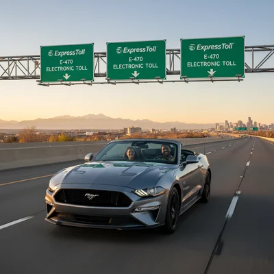 How are ExpressToll and E‑470 charges handled on Denver rentals?