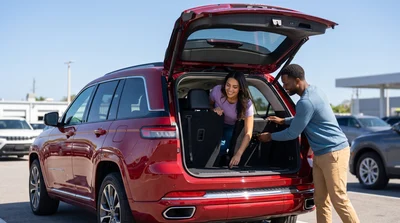 Verifying the usability of a 7-seater rental car's third row in Florida.