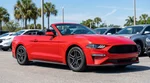 Driver steering a right-hand-drive car rental along a sunny coastal highway in Florida