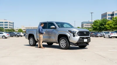 Modern car rental parked in an outdoor parking lot in Texas