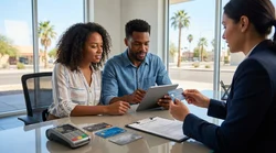 Close-up of a person handing a credit card to an agent at a Texas car rental desk