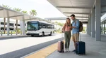Couple loading luggage into a white car rental in a sunny Orlando parking lot