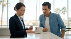 Passport and driving licence on a counter at a car rental office in California