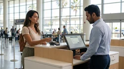 Traveler loading luggage into a car rental vehicle outside an airport in Los Angeles