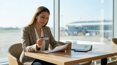 Car keys and a credit card resting on paperwork at a car rental counter in Pennsylvania