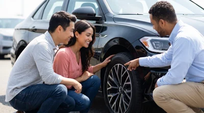 Checking tyre default type on a new york rental car.