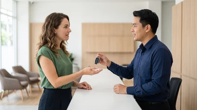 Requesting a spare key when collecting a car for car hire in Texas.